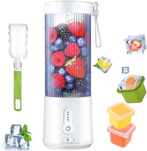 Licuadora portátil exprimidor personal  Batería grande recargable por USB de 4000 mAh con 6 cuchillas para batidos, alimentos y proteínas para