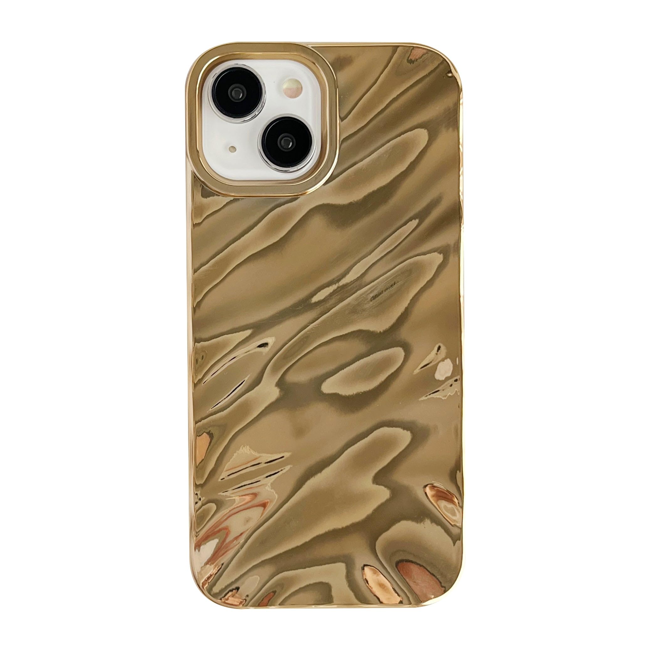 Caseative iPhone 14 Plus Case Gold Marble Wave Pattern Metal Wave Shape Design Basic Case