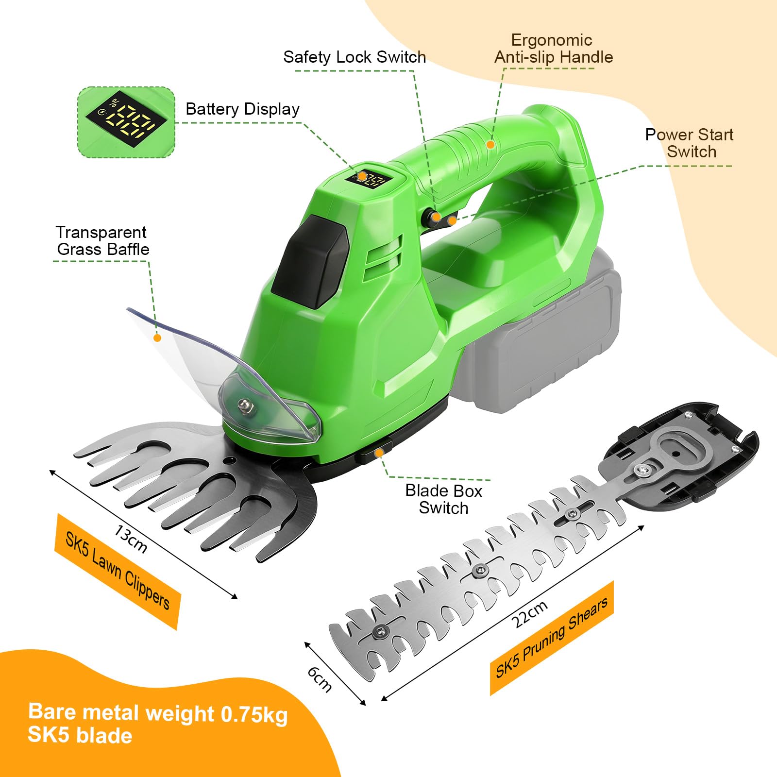 2-IN-1 Grasschere und Heckenschere Kompatibel mit Makita 18V Akkus