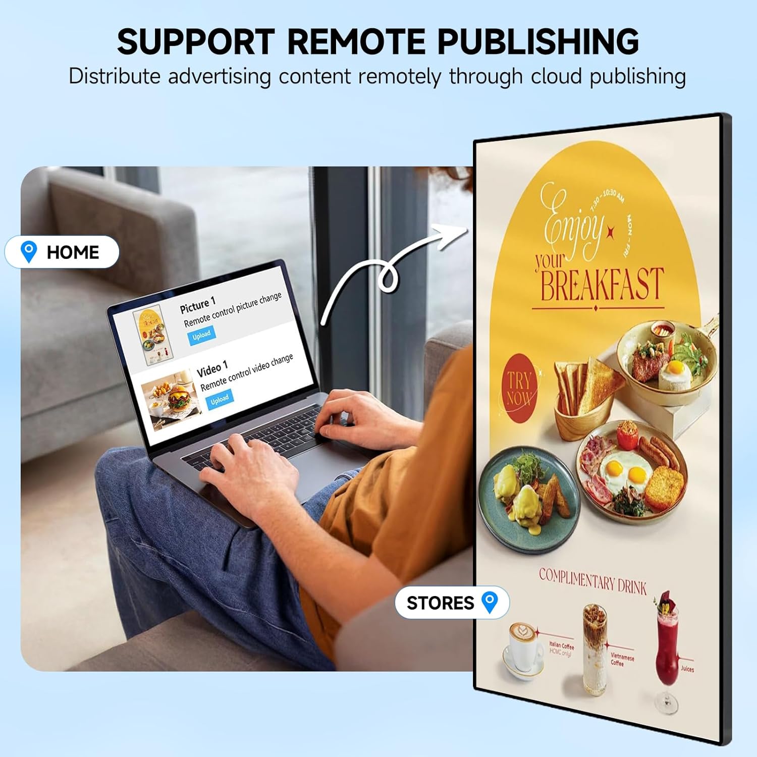 32/43/49/55 Inch Wall-Mount Digital Signage 2K Display 4+32GB Memory Commercial Advertising Screen with Touch/Non-Touch, Multiple Control & Content Creation (Touch screen, black, 49 inches)