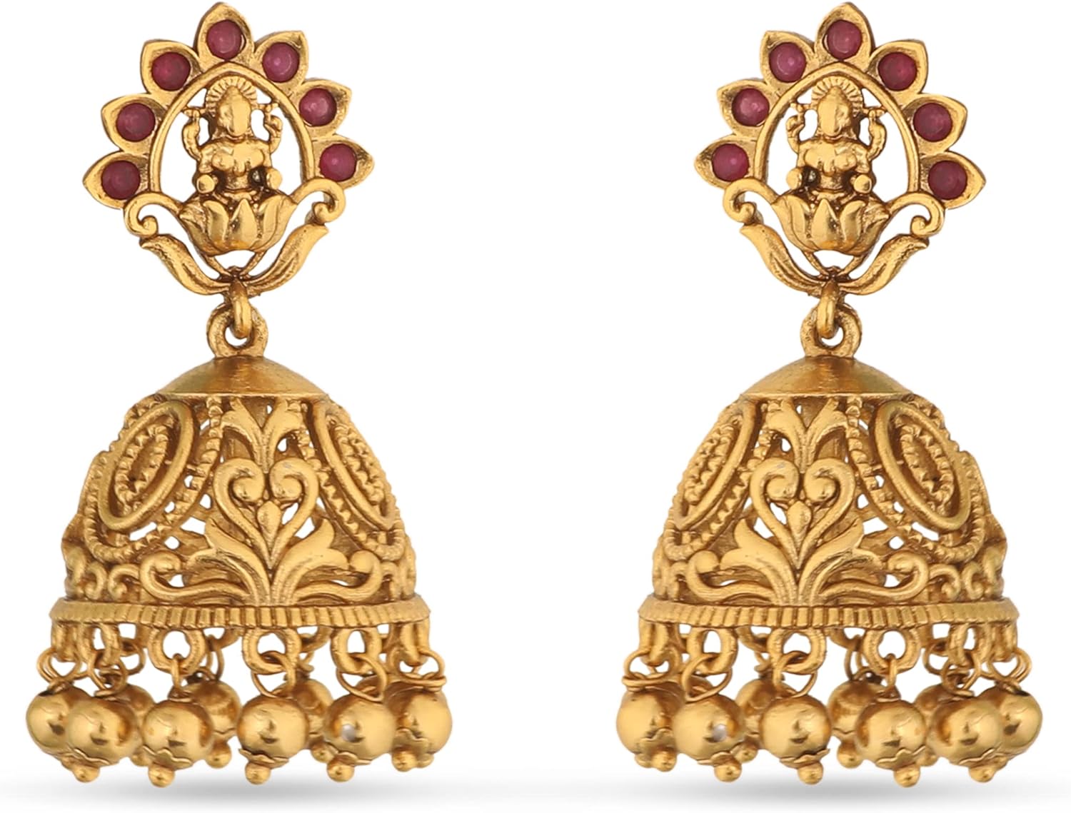 TARINIKA Antique Gold-Plated Indian Jhumka Earring for Women Brass CZ Temple Design Desi Dangle Jewelry Wedding Jewelry Ethnic Occasion Gift for Her