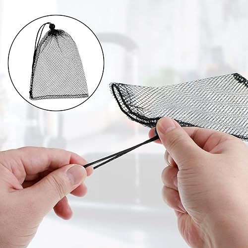 Miniatura 3 de TecUnite 10 bolsas de malla con cordón, bolsas de lavandería grandes de malla de nailon para regalo, bolsa para lavavajillas con cordón deslizante