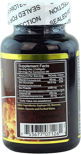 Miniatura 2 de WooHoo Natural 5-en-1 Propóleos de abeja 1000 mg - 180 cápsulas blandas (1)