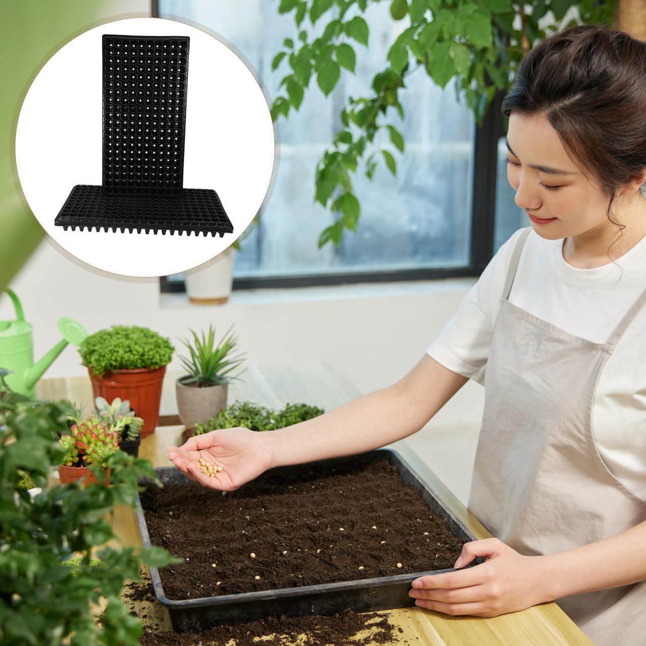 Yardwe 10 bandejas de germinación de Semillas de iniciación de plántulas, bandejas de siembra de 200 Celdas para siembra de Plantas de Invernadero de Vegetales