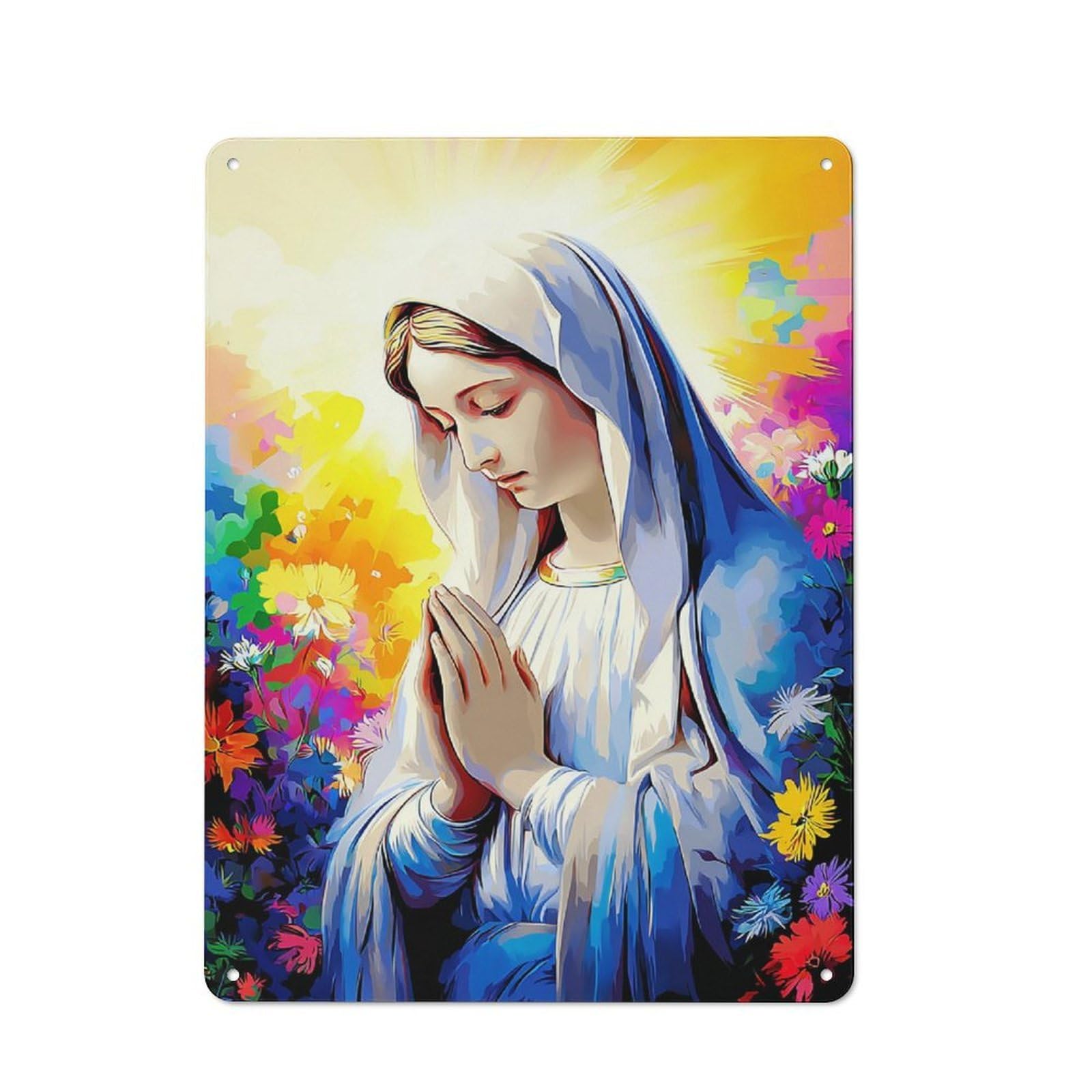 Junmoney Prayerful Serenity Amidst Floral Splendor -2 For Kitchen Or Home Bar, Retro-Style Metal Sign 40X30cm, For Cooler-Month Interiors With Retro Character