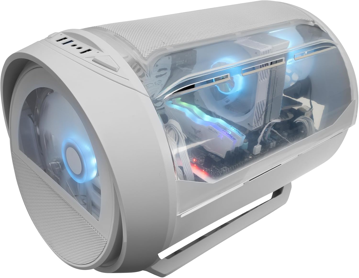 Mars Gaming MC-Wood, ATX PC Case, Wooden Front Panel, Side Tempered Glass, 120 mm FDB Fan, Liquid Cooling up to 360 mm, Dual Chamber, Cable Management, Semi-Tower PC, Black