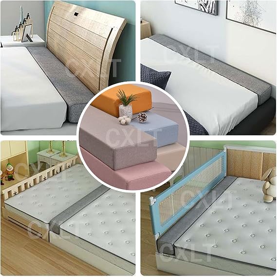 Bed Gap Filler Pillow Double Single King Size Thick Bed Wall Gap Filler, Custom Size Mattress Extender Block Cotton Linen Headboard Cushion Bed Wedge, Washable Bed Gap Filler Side(110x5x5cm,Pink)