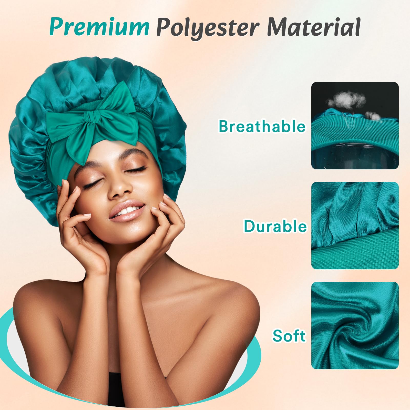 Euqvunn 2 Pezzi Cuffia Seta Capelli Notte, Cuffia Capelli Ricci Notte con Fascia Larga 6.2×63 cm, Cuffia Capelli Notte, Cuffia per Dormire Adatto Protezione per Capelli Lunghi/Ricci