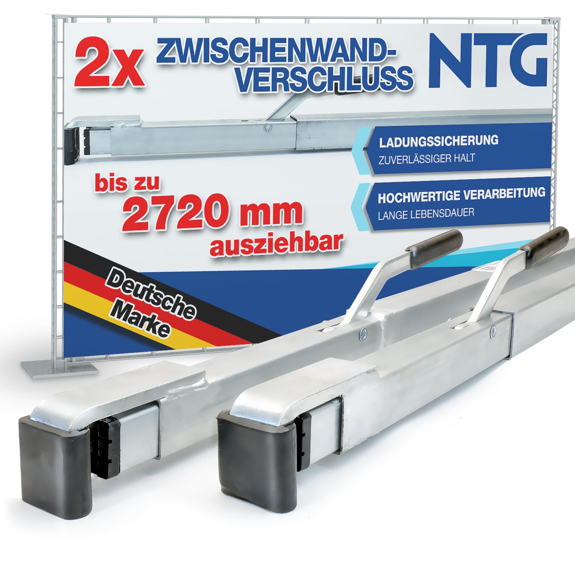 2 x Spannbrett, 1,92-2,72 m Zwischenwandverschluss Ladungssicherung und Transportsicherung für PKW LKW Anhänger und Transporter