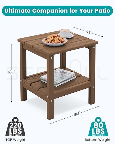 Miniatura 45 de SERWALL Mesa auxiliar doble Adirondack rectangular, color marrón