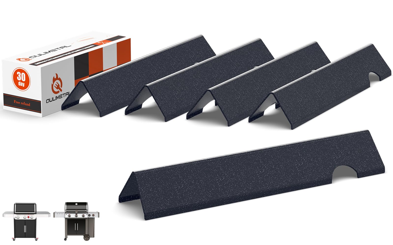 QuliMetal 66032 Flavorizer Bars for Weber Genesis II/LX 300 Series, Genesis II E310, II E315, II E335 (2017 and Newer) Gas Grills, 17-Inch Porcelain Enameled Steel Flavor Bars for Weber 66795