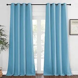 NICETOWN Thermal Insulated Blackout Curtain - (Teal Blue Color) Thermal Insulated Window Treatment Drape, Room Darkening Modern Drapery for Boy's Room,52x95 inches, One Panel