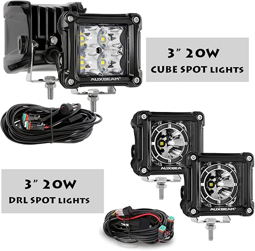 Auxbeam 3 pulgadas LED cubo luz Pods Spot Beam+DRL 2 modos LED barra de luz