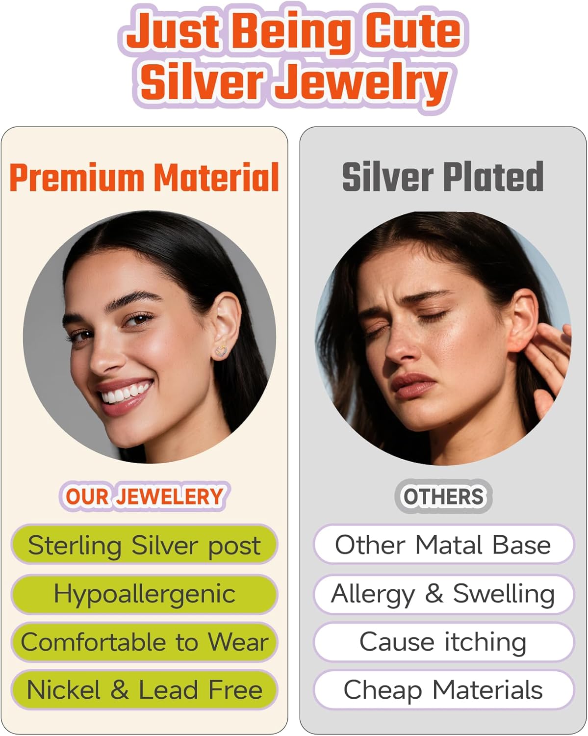 JustBeingCute 14K Gold Plated Sterling Silver Earrings for Women Dainty Hypoallergenic Hollow Heart Stud Colorful Cubic Zirconia Earrings for Women, Birthday Anniversary Christmas Gifts - Image 5