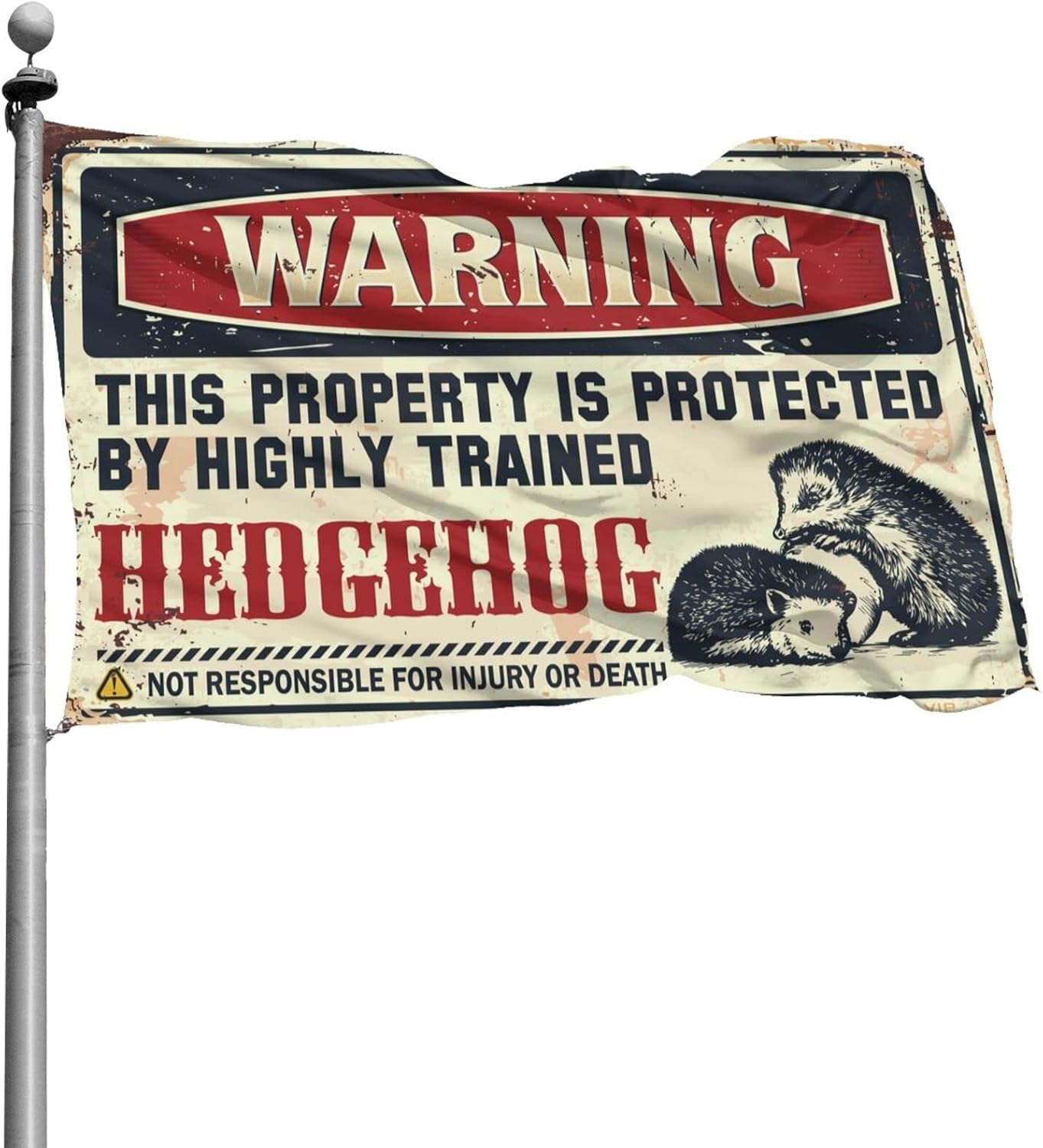 Room banner with warning of this property is protected by highly trained hedgehog flag, gifts for teen girls (size 120x180cm)