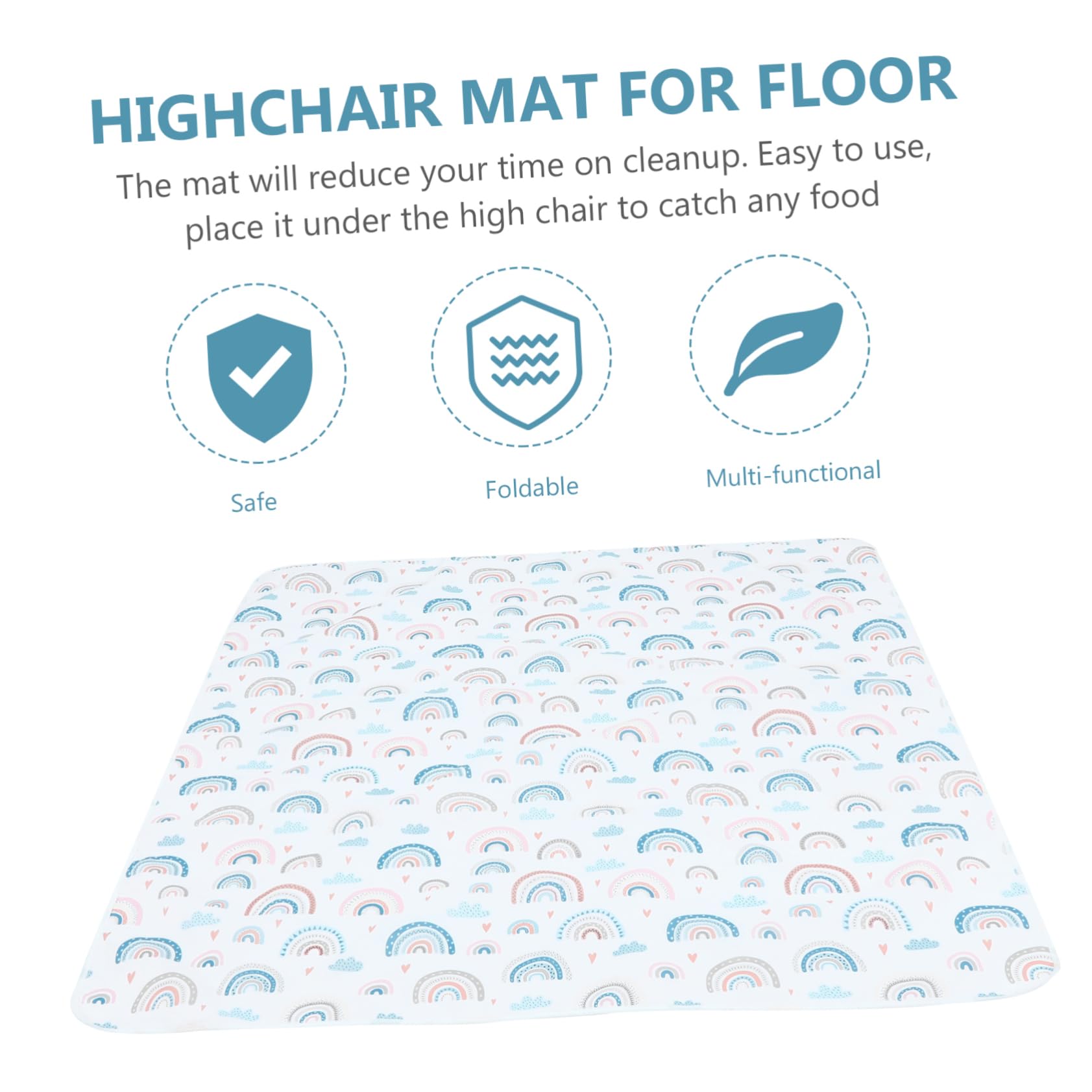 LIFKOME Tapis de Sol Antidérapant Sous Chaise Haute pour Garçon Fille Coussin Pliable Polyester et Silicone Tapis de Jeu et Pique Protection Facile à Nettoyer Adapté Aux Repas et Jeux des
