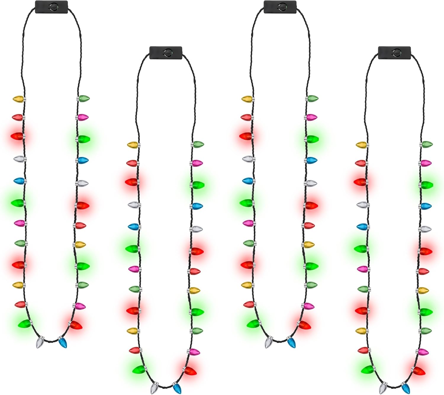 24pcs Christmas Necklace Light Up, Glow Christmas Bulb Necklaces Accessories, 3 Modes Colorful Lights, Christmas Party Favors, Universal Size Fits Most People 24pcs Christmas Necklace Light Up, Glow Christmas Bulb Necklaces Accessories, 3 Modes Colorful Lights, Christmas Party Favors, Universal Size Fits Most People