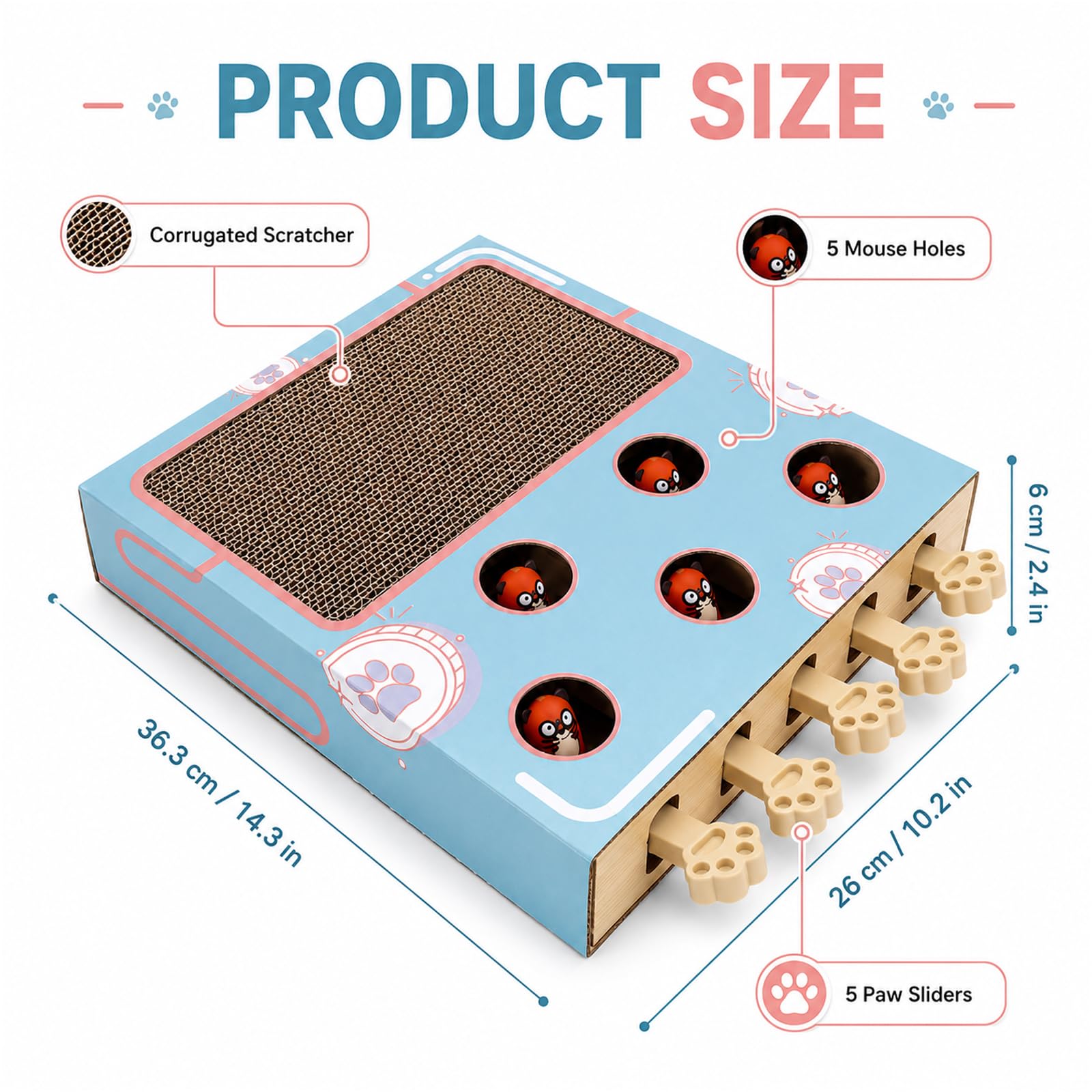 Whack-a-Mole Jouet interactif pour chat 3 en 1 - Planche à gratter et jouet intelligent d'intelligence interactif pour chat - Boîte de récupération de souris interactive contre l'ennui, le stress et