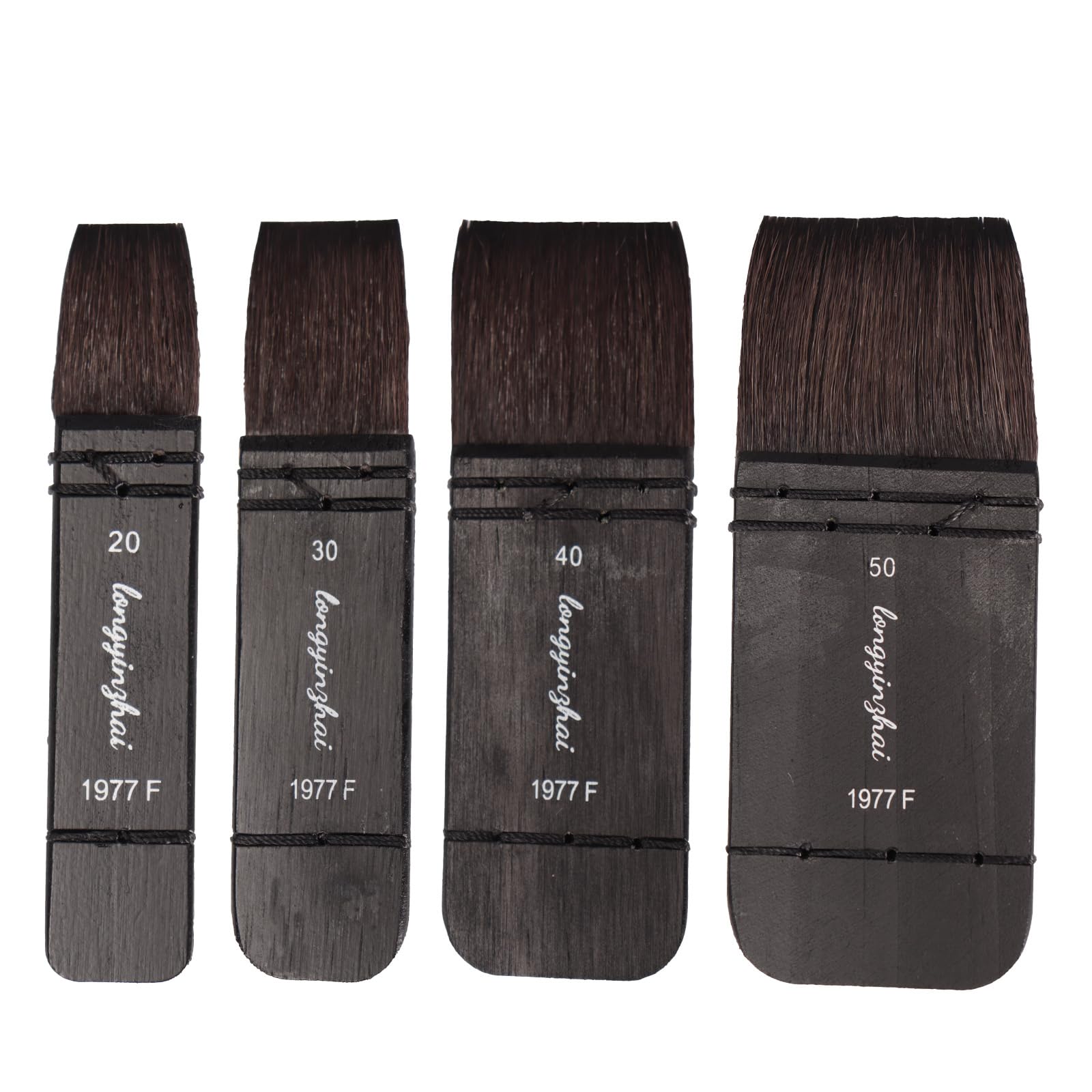 Seehecht-Pinsel-Set mit 4 Stück (20, 30, 40, 50) – Eichhörnchen-Mischpinsel – gebeizte Birke mit kurzem Griff – ideal für Waschgänge (Eisen, kleine Größe (Kleidung usw.)