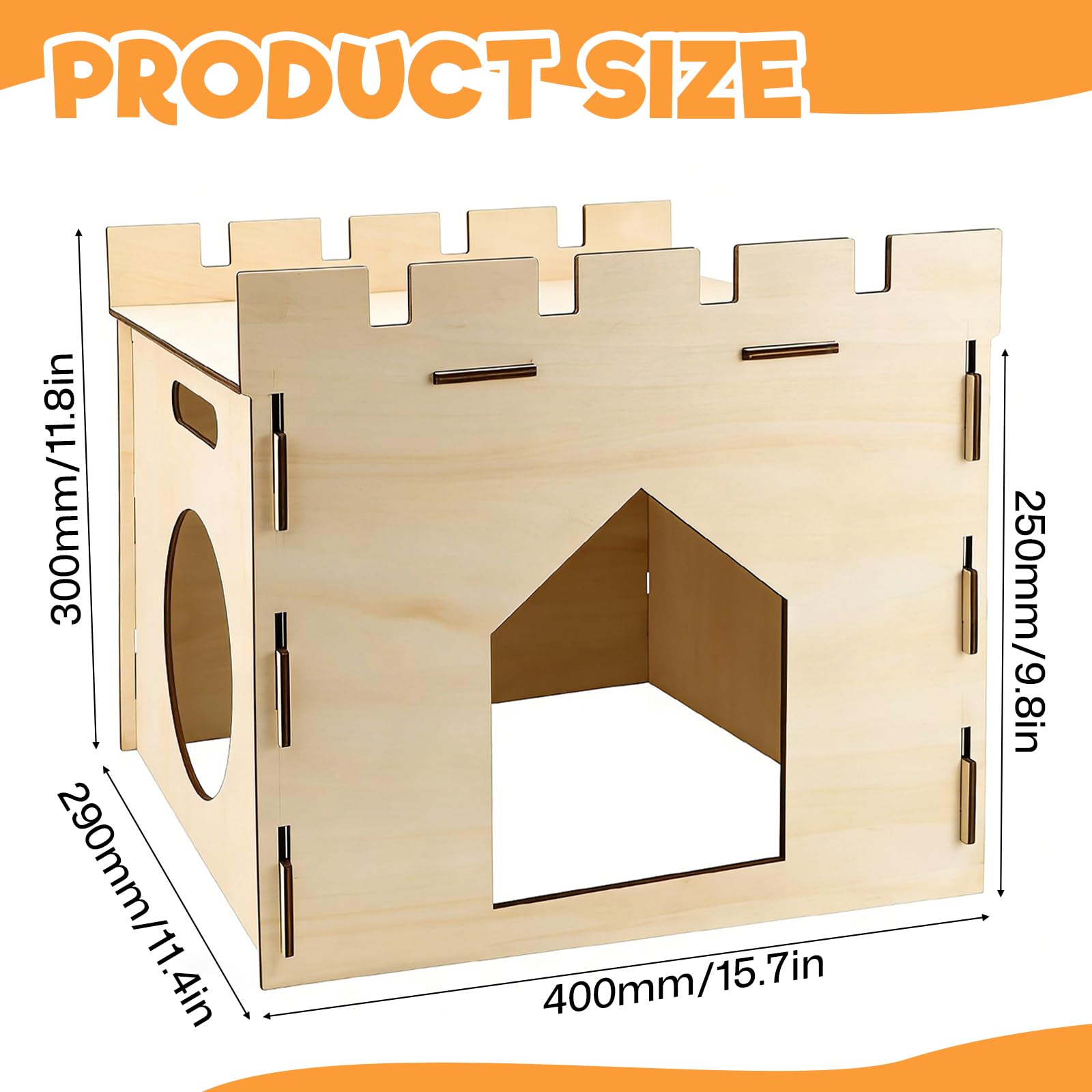 Domek dla królików, zdejmowany domek dla królików z drewna, domek dla królików, 40 x 29 x 30 cm, domek dla małych zwierząt, do użytku wewnątrz pomieszczeń, dla królików, świnek morskich, chomików