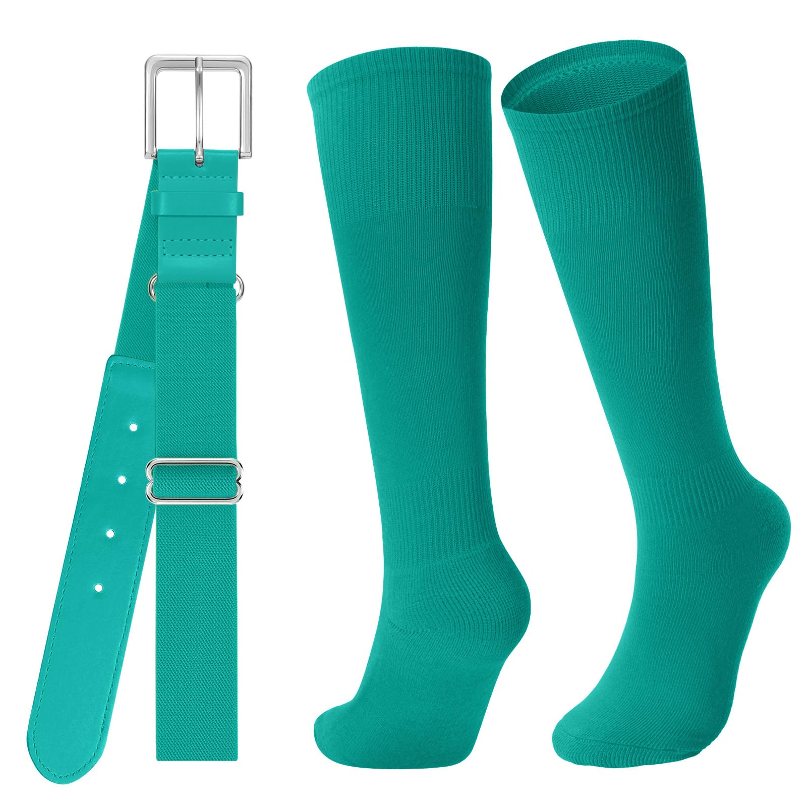 JASGOOD Baseball Socks and Belt for Youth Adult Softball Socks and Belt Combo Elastic Belt for Men