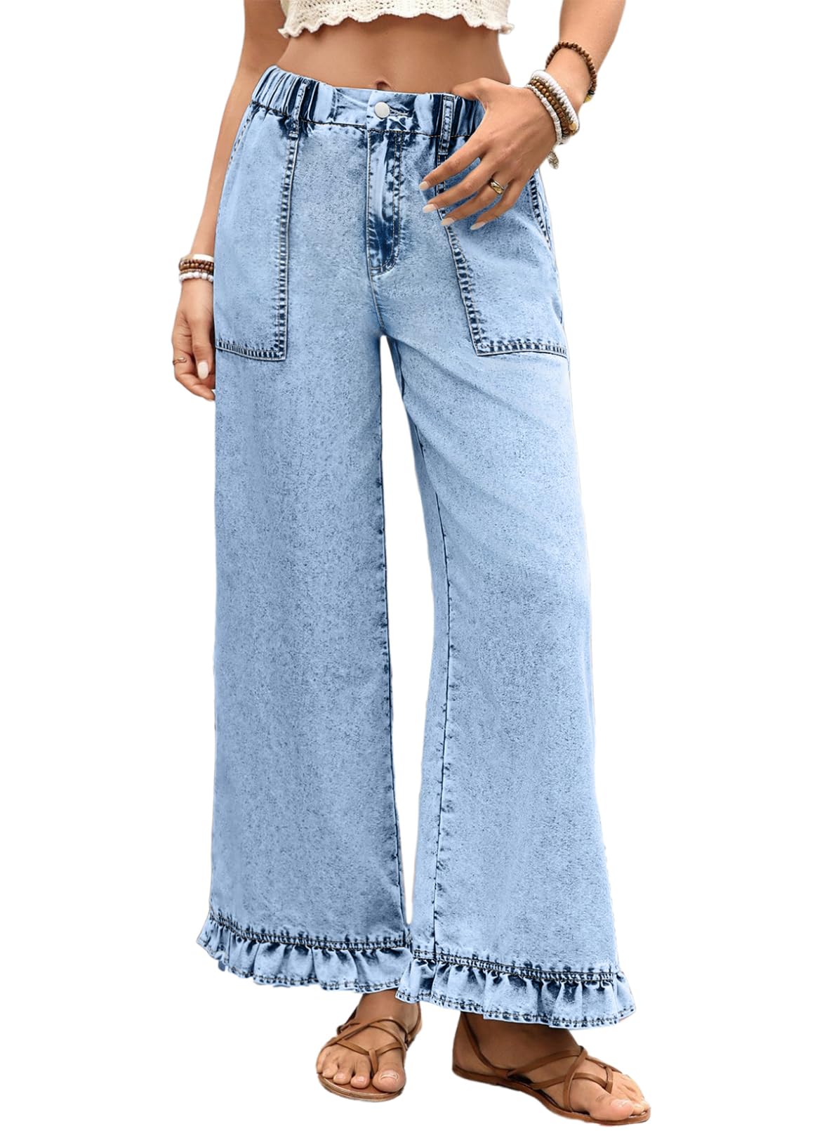 Astylish Ruffle Hem Jeans