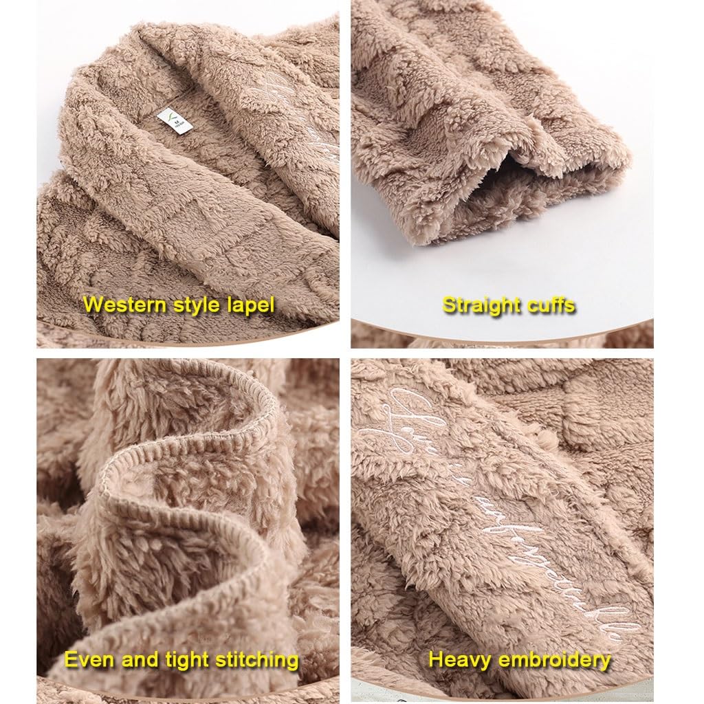 LEIYTFE Albornoz De Noche para Hombre,Albornoz De Baño Bata Invierno Cálido Pijama Casa Abrigo con Bolsillo Y Cinturón Albornoz Largo De Hotel SPA(Bruin,XXL)
