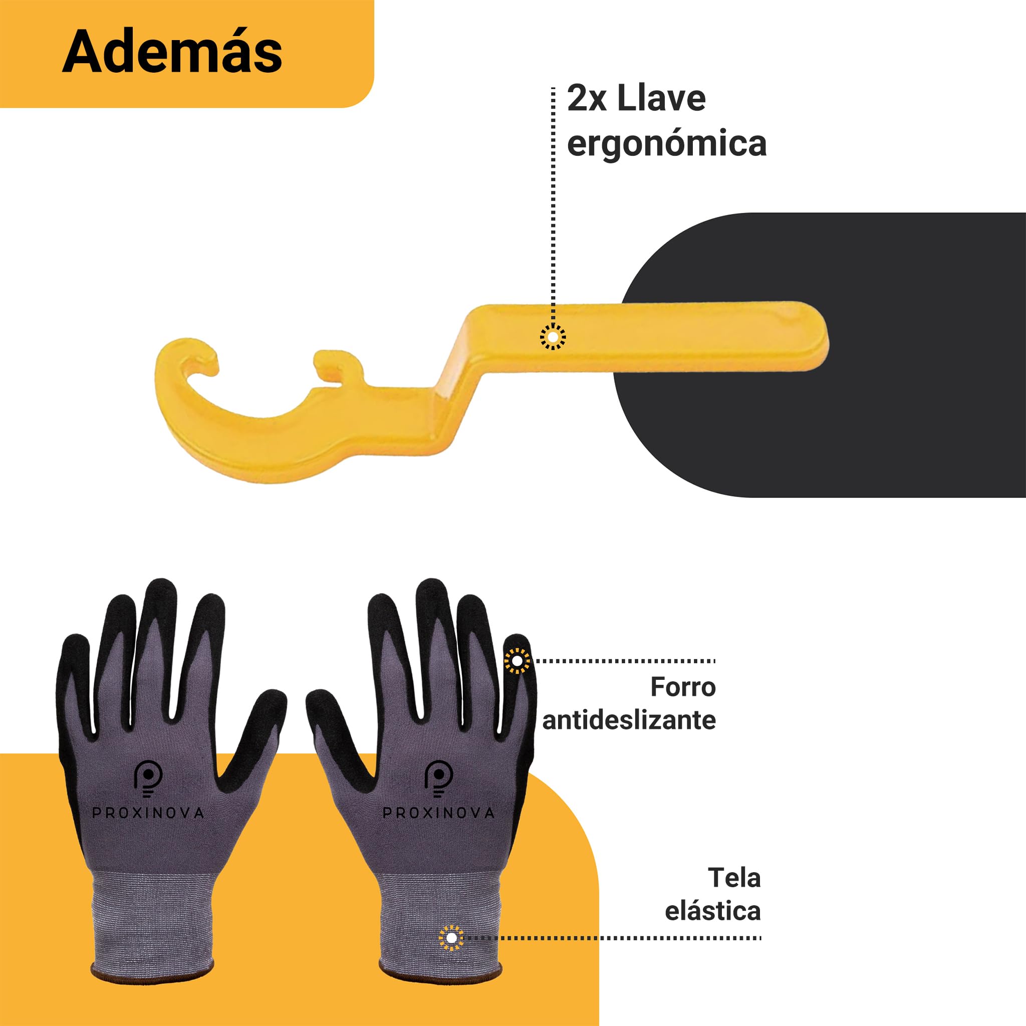 Kit Sistema de Nivelación de Azulejos Proxinova 100pcs, Separadores de Azulejos, Sistema Anti-Rasguños, 2 Llaves, Guantes de Trabajo, 100 T-Pines