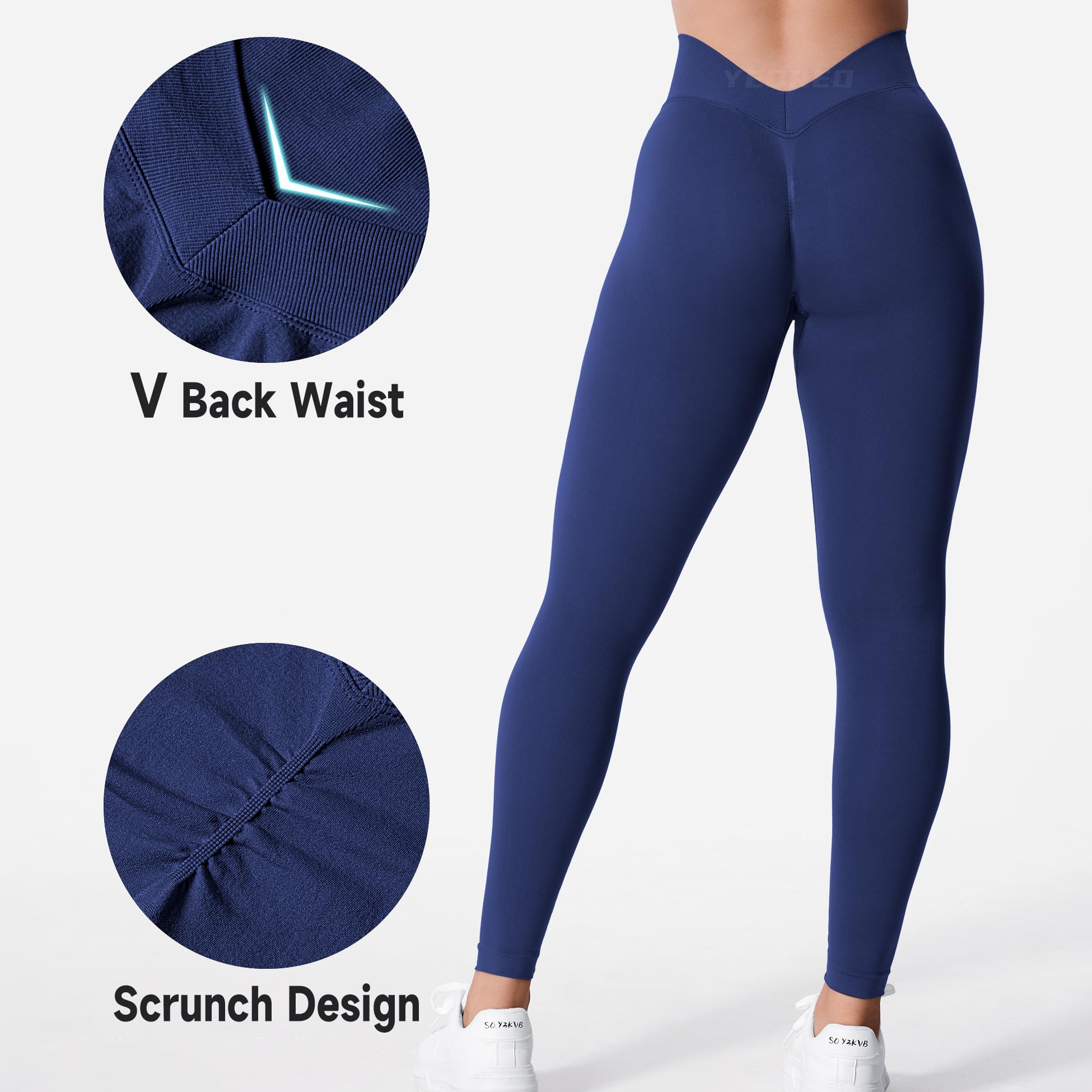 YEOREO Liz Scrunch legginsy treningowe dla kobiet z wysokim stanem podnoszące pośladki V plecy talia bezszwowe legginsy na siłownię do jogi