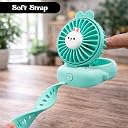 WISHKEY Kids Wrist Watch Fan USB Rechargeable Portable Mini Fan with 3 Speed Settings Cute Cartoon Design Brushless Motor Adjustable Strap Cooling Fan for Boys & Girls 8-12 Years - Green gallery image