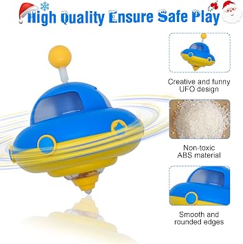 2Pack Light-Up Spinning Top for Kids - Flashing UFO Rotating Educational Toys,Sensory Toys for Toddlers 3-4. Birthday Party Favors for Kids Ages 3+