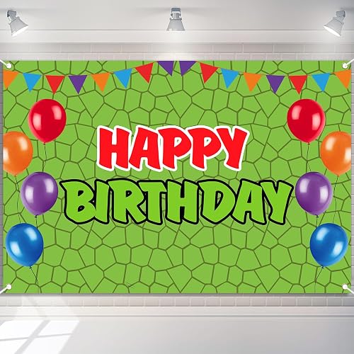 5x3ft Green Turtle Birthday Banner Backdrop | Cartoon Turtle Theme Photography Background | Perfect for Kids, Boys, Girls, Baby Shower, Photo Booth Props & All Holiday Party Decoration Supplies