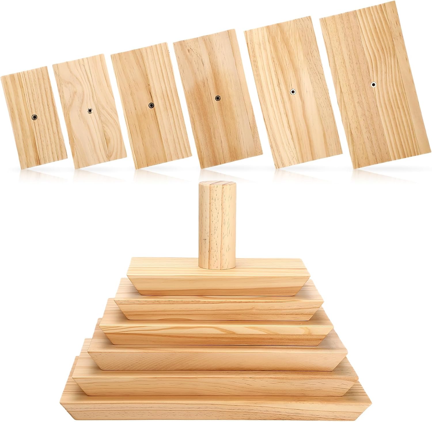 6 Pack Pottery Molds 12.5 11.5 10.5 9.5 8.5 7.5 Thickness 1 Plaster Molds Wood Pottery Tools with Handle for Ceramic Top Forms DIY Bowls Plate Dish Slump Press Art Making (Rectangle)