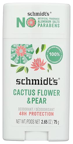 Schmidts Deodorant Desodorante de flor y pera de cactus, 2.65 onzas