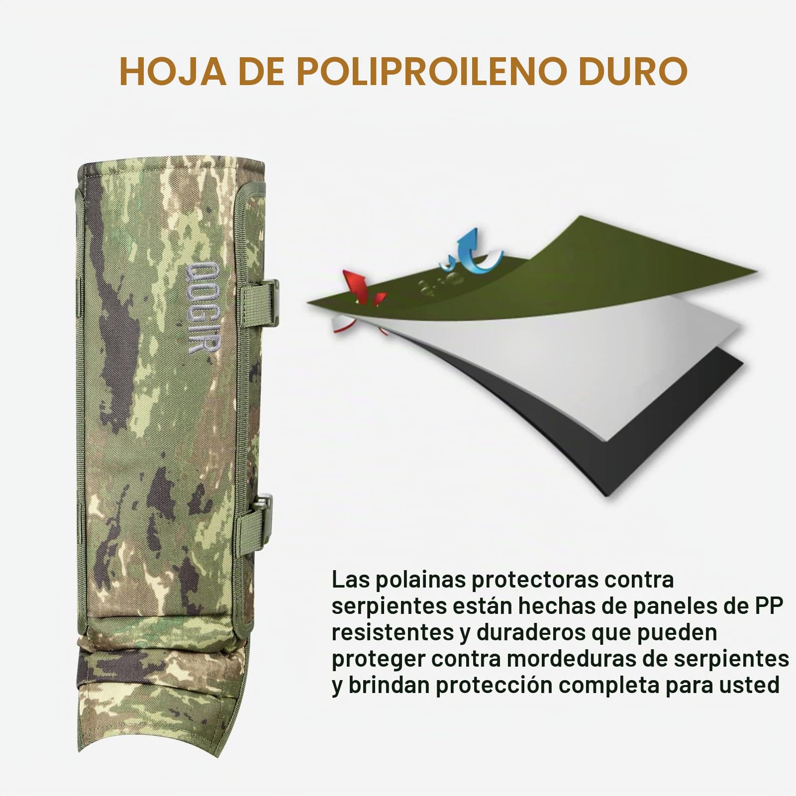 QOGIR Polainas de serpiente para cazar: protectores de serpiente duraderos, polainas de serpiente para hombres y mujeres, protección contra mordeduras de serpiente para la parte inferior de las