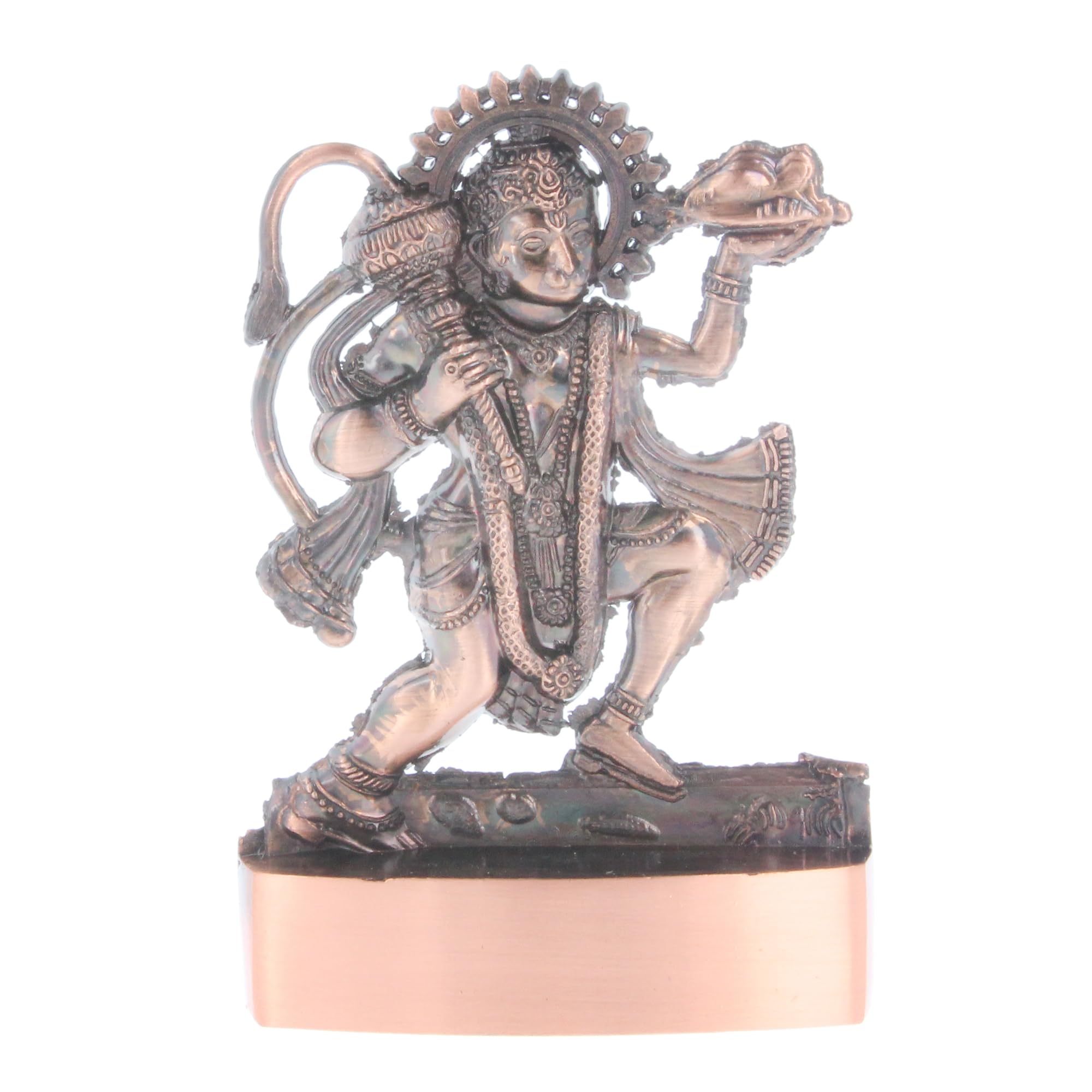 Indiabazaar Hanuman Statue Murti Copper Bronze Metal Small Standing Bajrang Bali Gadha Idol Small Hindu God for Car Dashboard Home Office Desk Mandir Temple Pooja Décor Diwali Wedding Gift (5 Inch)