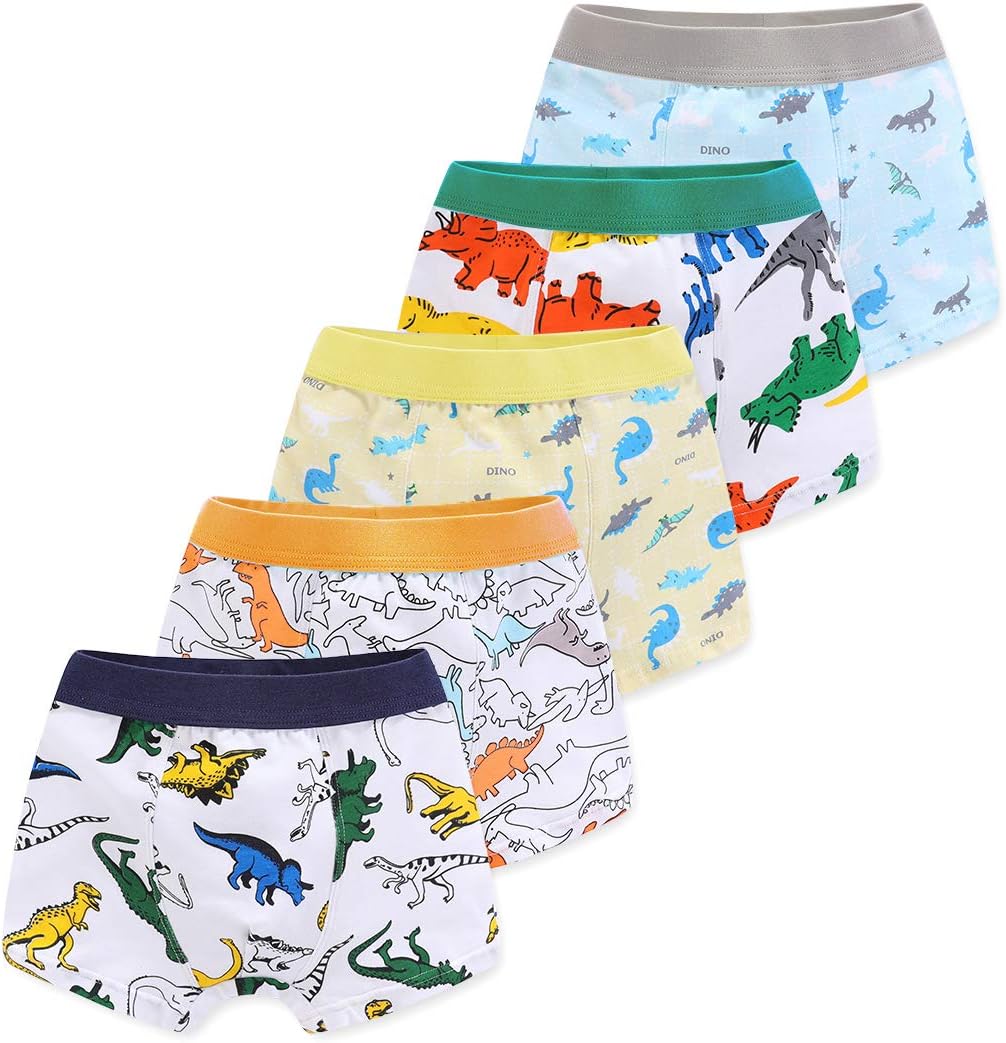 CHUNGToddler Little Boys Underwear Soft Cotton Boxer Briefs Pack of 4/5/10 Dinosaur 2-14Y