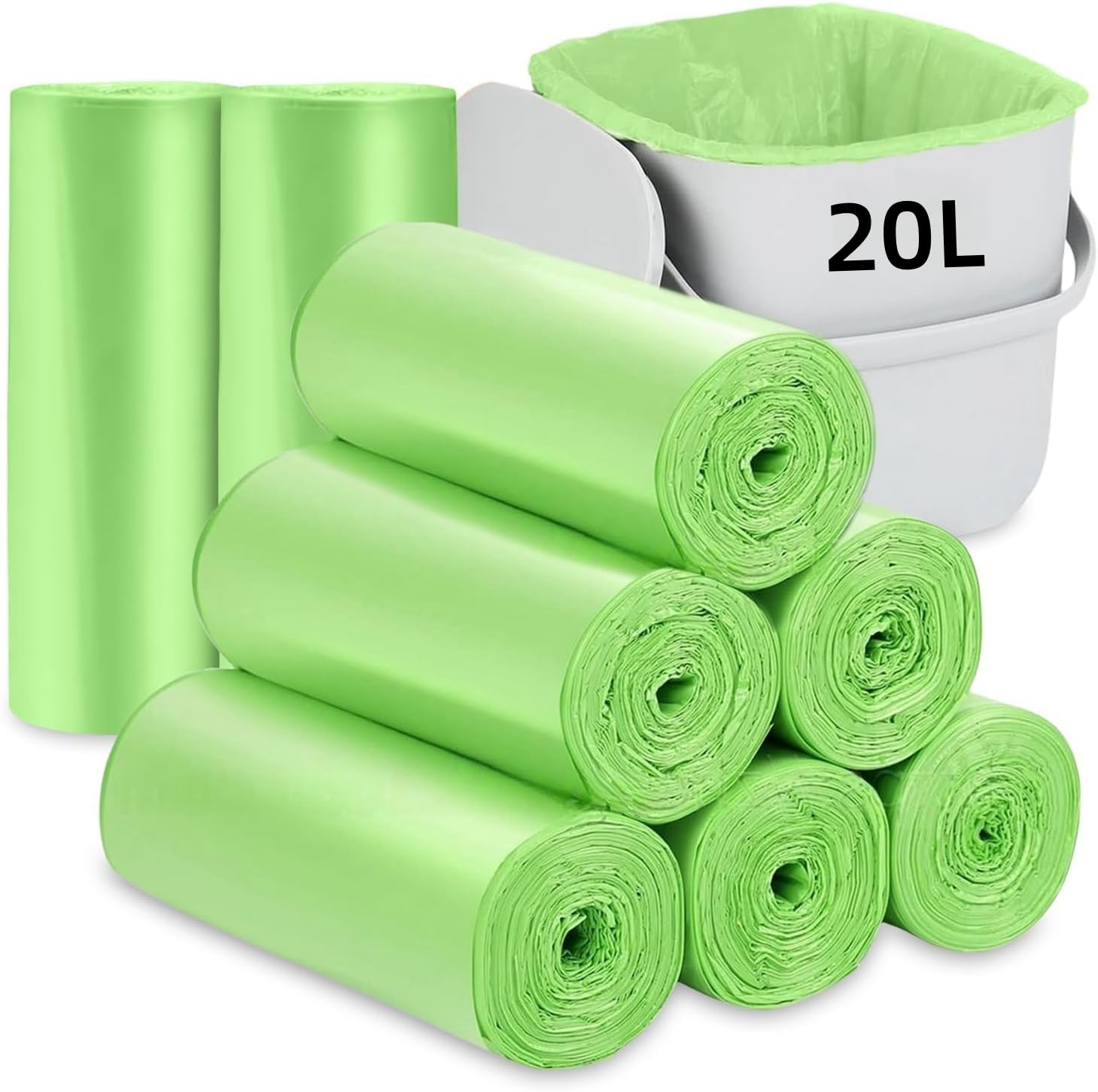Flintronic 160PCS Bolsas Basura Orgánicas, 50x60cm 20L Bio Bolsas de Basura, Bolsas de Basura, para Residuos de Alimentos, Hogar, Jardín, Cocina, Oficina(Verde)