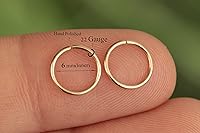 Vista 10 de Gold Hoop Earrings Silver Hoop Earrings - Hoop Earrings For Women Two Pcs Of Thin Gold Filled Sterling Silver Hoops, Helix Hoop, Tragus Ring