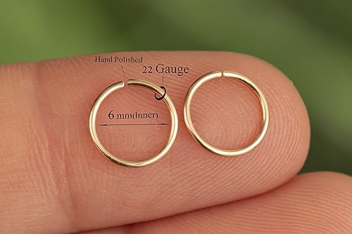 Miniatura 10 de Gold Hoop Earrings Silver Hoop Earrings - Hoop Earrings For Women Two Pcs Of Thin Gold Filled Sterling Silver Hoops, Helix Hoop, Tragus Ring