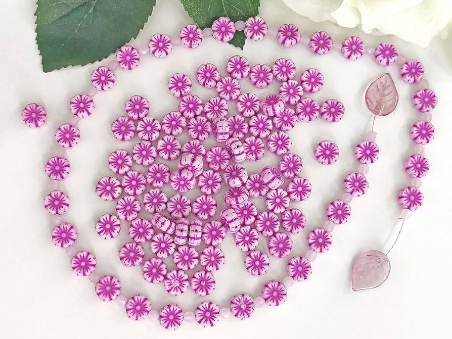 Amazon.com: 100 pcs Hibiscus Flower Beads 9 mm, Chalk White with