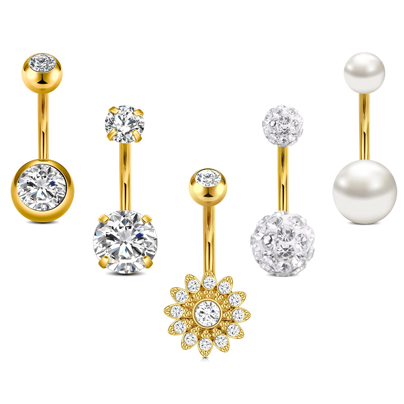 Vcmart Piercing Ombligo 10mm Plata Oro Acero quirúrgico Piercing Ombligo corazón Piercing Mariposa