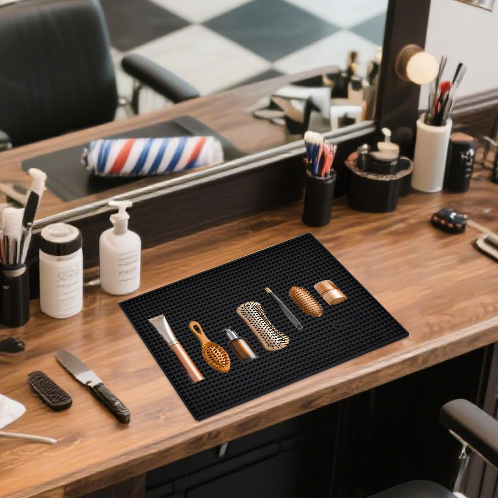 Tapis de salon pour coiffure en silicone - Organisateur d'outils de coiffure