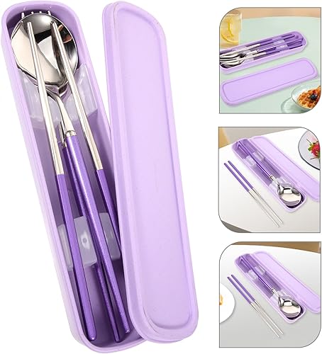 Miniatura 6 de Sosoport 304 palillos tenedor cubiertos de viaje camping cubiertos de acero inoxidable cubiertos de viaje camping cubiertos cubiertos cubiertos de