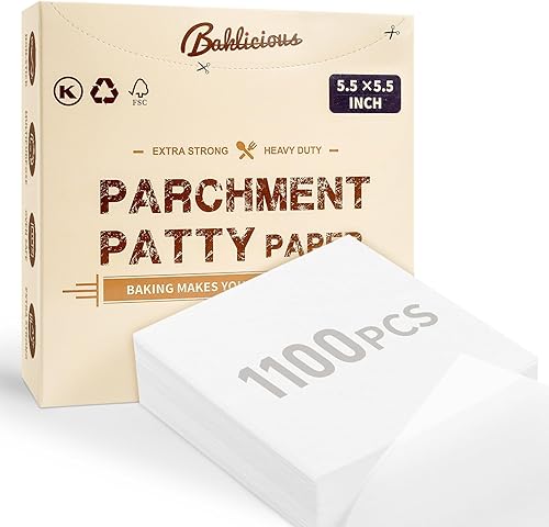 Papel de hamburguesa 1100 piezas de papel cuadrado antiadherente de 5.5 x 5.5 pulgadas Haz hamburguesas perfectas! Eleva tu juego con separación