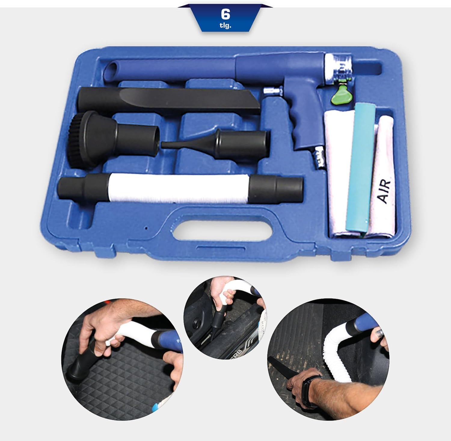 BRILLIANT TOOLS BT511130 Compressed Air Vacuum Cleaner, 6 pcs [Powered by KS TOOLS]