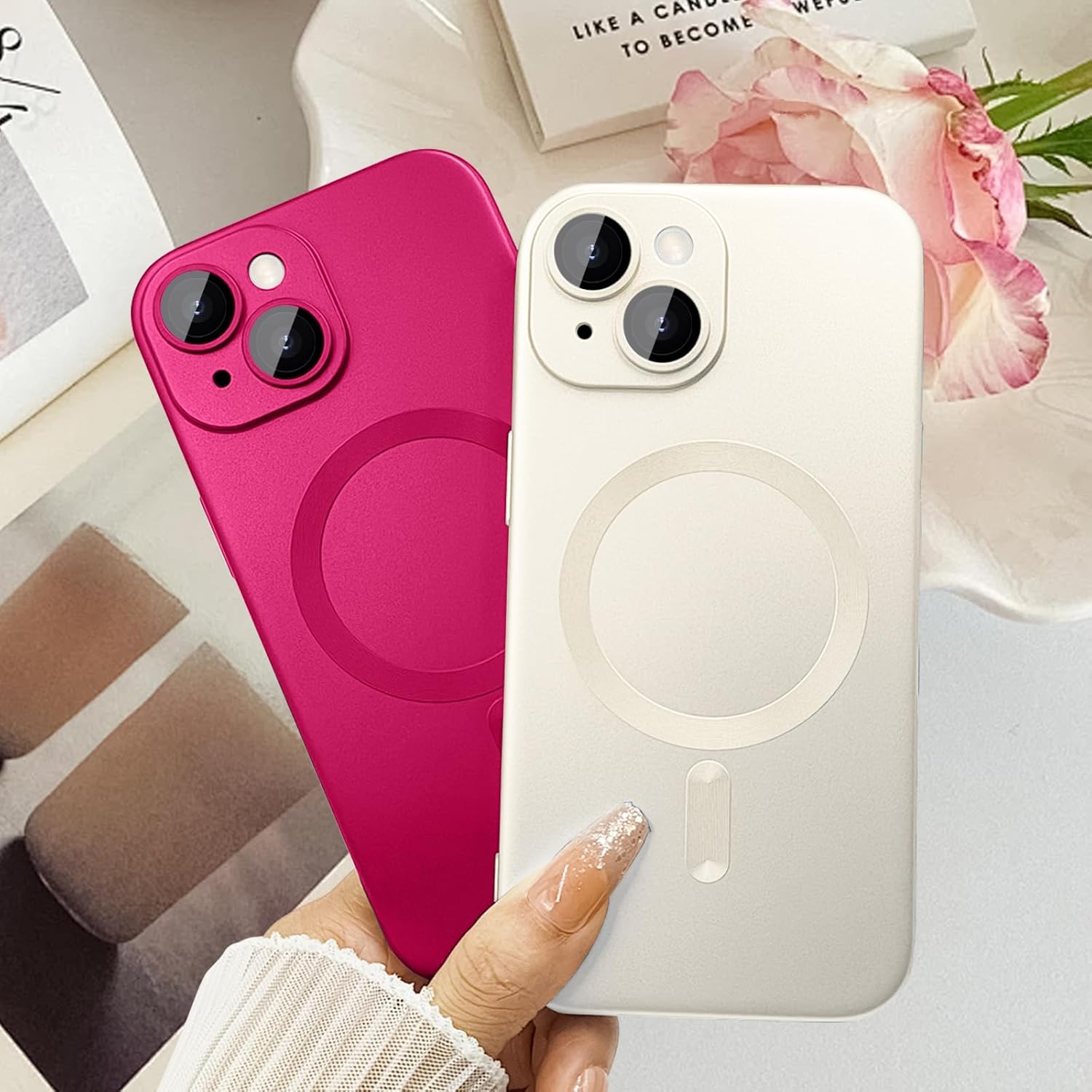 Magnetic Case for iPhone 14 Phone Case for Women/Men, Shockproof Matte Luxury Soft Metallic Luster Design with Camera Lens Protector, Compatible with Magsafe Case for iPhone 14 6.1"-White - Image 4