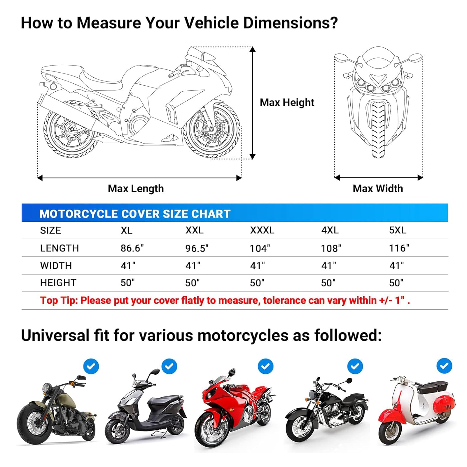 Pokrowiec na motocykl wodoodporny na zewnątrz, tkanina Oxford, pokrowiec na motocykl z otworami na zamki, pokrowce na motocykl do przechowywania na zewnątrz (274 x 104 x 127 cm)