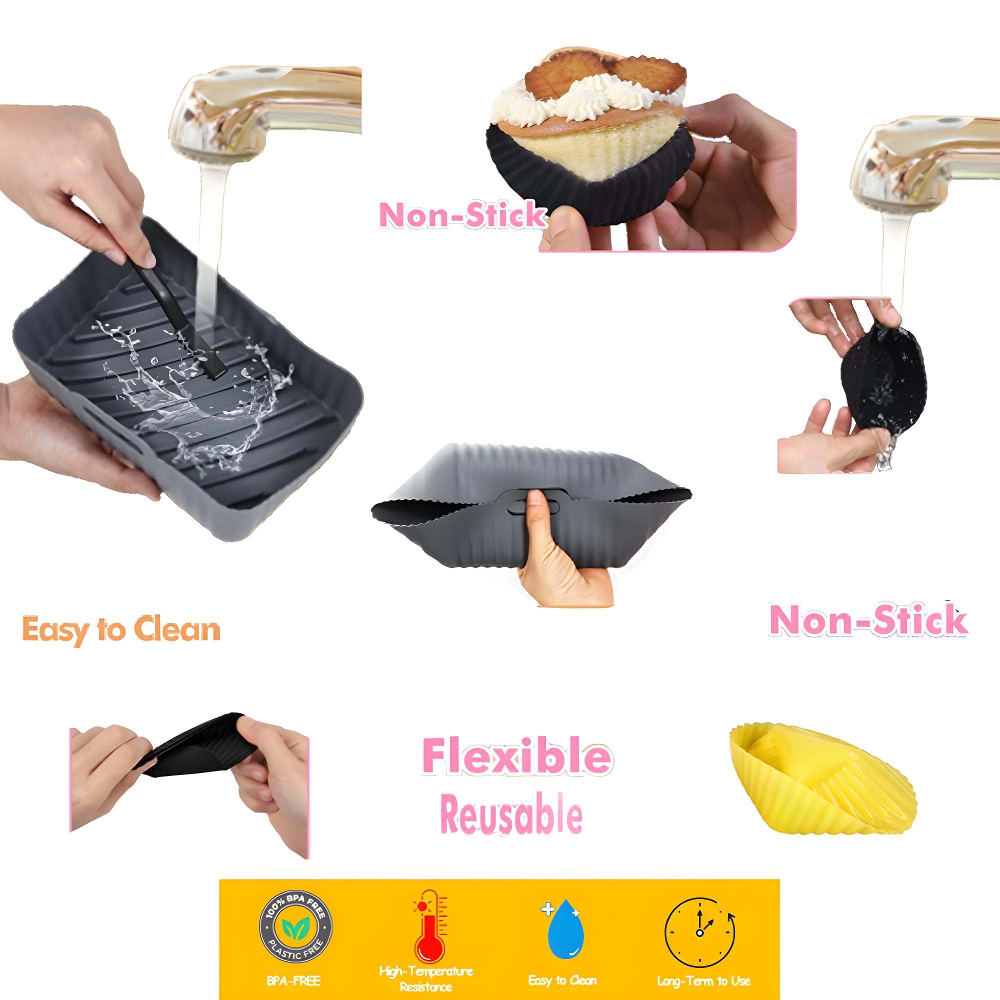 I migliori accessori per friggitrice ad aria, pentole in silicone riutilizzabili 20 pezzi, griglie e padelle in acciaio inossidabile, fodere da 50 pezzi. Qualità eccellente, si adatta alla maggior