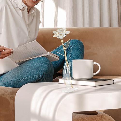 Miniatura 2 de SW Regalos de rosa de oro blanco para mujeres y madres, rosa real bañada en oro de 24 quilates que duró para siempre con soporte para ella, Navidad,